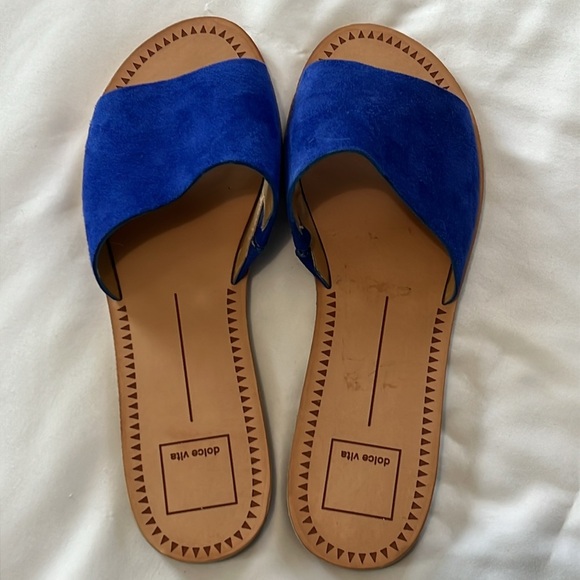 NWOB Dolce Vita Blue Suede Slide Sandals - Picture 2 of 5